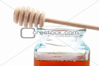 Honey jar and wooden drizzler