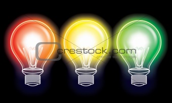 light bulb red yellow and green