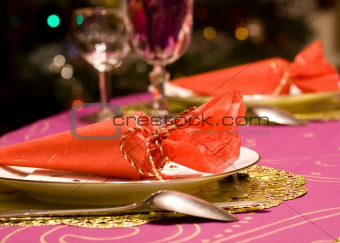 Luxury table set of a dinner