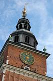 ancient clock at krakow cityhall tower