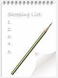 Shopping list notepad wtih page curl