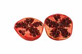 Isolated Pomegranate halves on white background