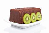 Cake with kiwi on a dish