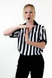 Woman referee with whistle