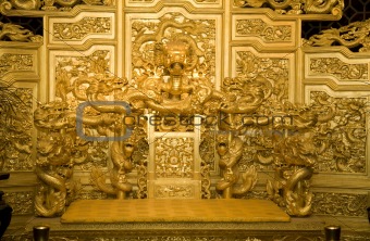 Chinese Golden Emperor's Throne with Dragons Reproduction