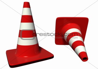 red and white cone
