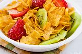 Corn Flakes with Strawberries and Kiwi Fruit