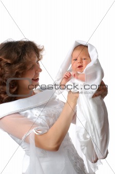woman holding her baby