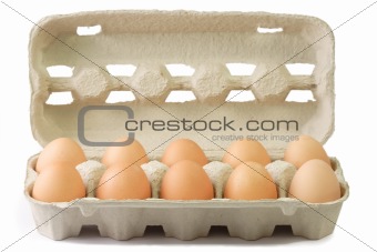 Brown Eggs in a Cardboard