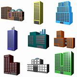 Building Icons Set in 3d