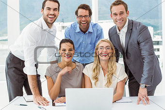 Business people with laptop at office