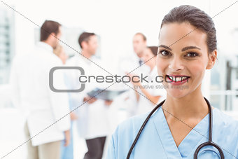 Close up portrait of smiling female doctor