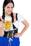 Pretty oktoberfest girl holding beer tankard