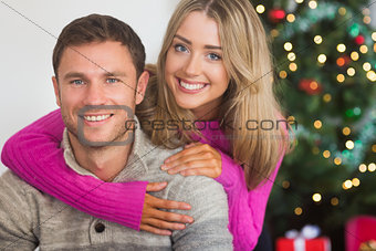 Smiling couple sitting together