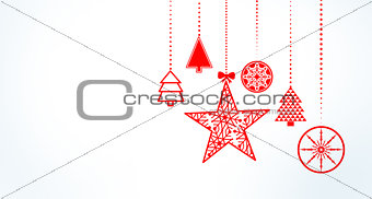 Hanging christmas decorations with copy space