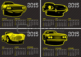 vector calendar template with cars carbon background