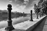 View of the Old Town in Prague from Vltava river bank