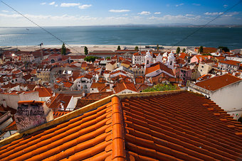 View from the tower on the Tejo river in Lisbon,Portugal