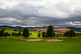 Empty golf course after rain