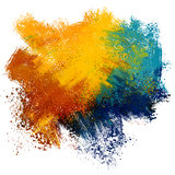 Colorful paint splash on watercolor paper background