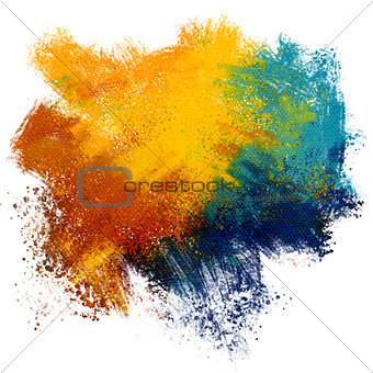 Colorful paint splash on watercolor paper background