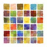 Colorful paint square background on watercolor paper