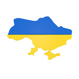 Ukraine map with flag isolated on white