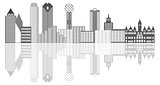 Dallas City Skyline Grayscale Illustration