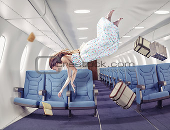 the girl in an airplane