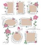 Set of vintage frames with flowers