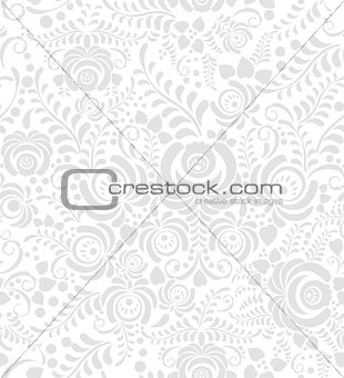 White and grey seamless pattern in Russian style gzhel