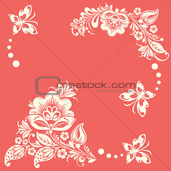 Abstract floral background with butterflies.