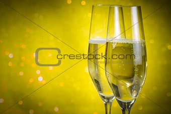 flutes of champagne abstract background