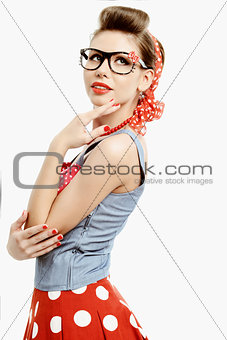 Pin-up young woman in vintage American style