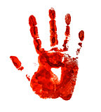 Bloody handprint isolated on a white background