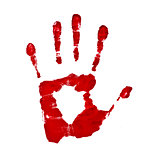 Bloody handprint isolated on a white background