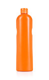 Orange cleaning bottle on isolated white background