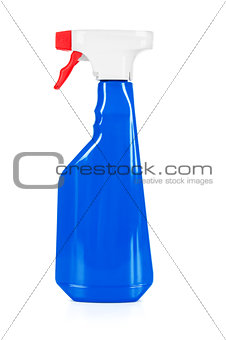 Blue plastic bottle cleaning
