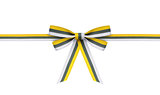 yellow with gray and white ribbon and bow on the isolated white 