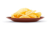 plate with chips isolated on white background