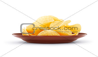 plate with chips isolated on white background