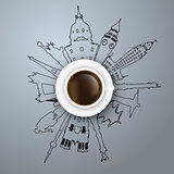 cup of coffee travelling concept. 