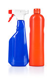 blue and orange cleaner on an isolated white background