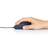 computer mouse in hand isolated on white