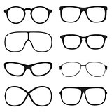 Set of classic vector glasses, isolated on white background