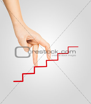 hand goes on to draw a red ladder