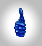 Image of human hand in blue paint Like