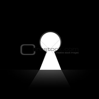 Keyhole in the wall vector illustration with black background