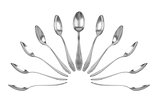 collection of teaspoons in different perspectives on an isolated