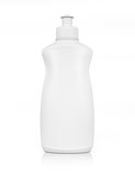 White plastic bottle for liquid laundry detergent or cleaning ag